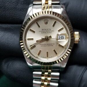 Rolex Oyster Perpetual Datejust Ladies Wristwatch 69173 Stainless Steel Gold